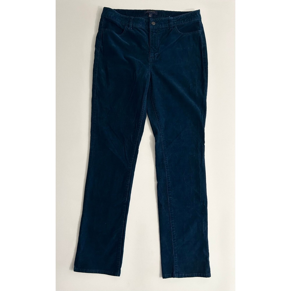 Talbots Heritage Corduroy Pants Womens 12 Teal Blue Straight Leg Trousers
